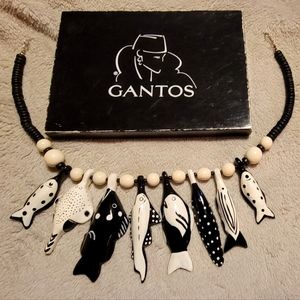 Gatos Black and white fish necklace
